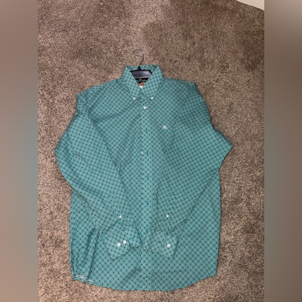 Wrangler Teal Patterned Casual Shirt